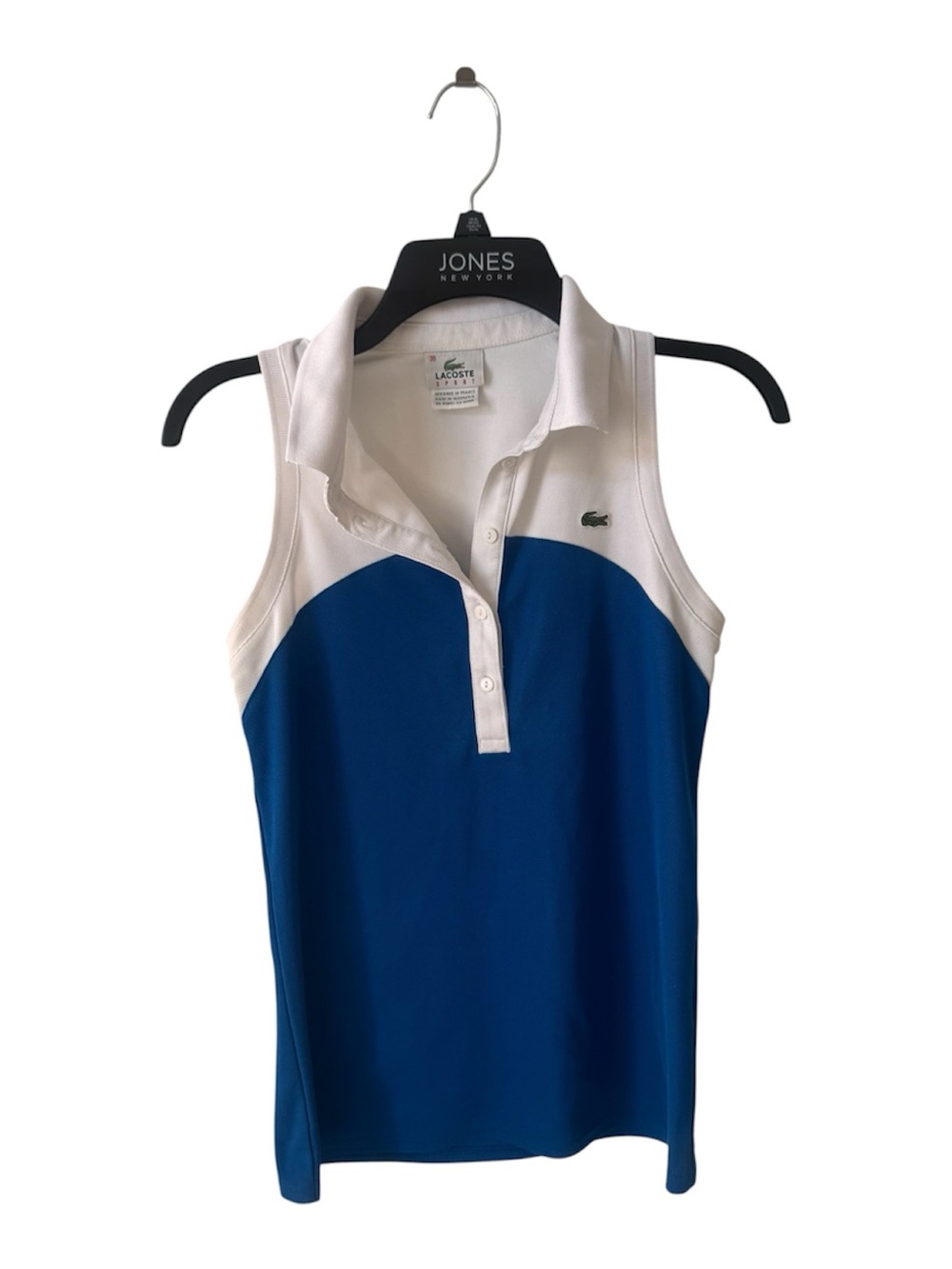 Lacoste White Polo with Blue Chest Panel